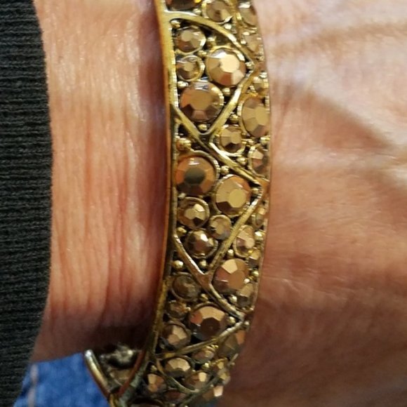 Vintage Hollycraft Golden Aurum Rhinestone Bracelet - Picture 3 of 6